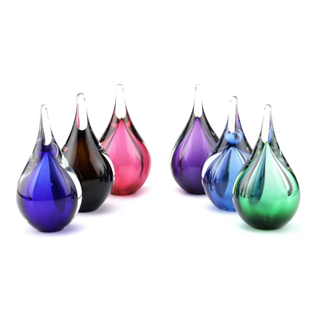 Glazen mini-urn, druppel, diverse kleuren-U01 - aan jou