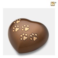 Dierenurn “Heart®” bruin met hondenpoot, P630