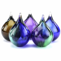 Glazen urn, druppel-bubbel, diverse kleuren, U-31