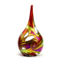 Glazen mini-urn druppel, “Elan Collection” Red-E02DR