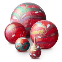 Glazen bol urn, “Elan Collection” Red, 4 maten-E01LR