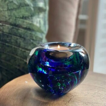 vermoeidheid Creatie Arctic Glazen waxinelichthouder paars-groen-blauw-A12TPGB - Memento aan jou