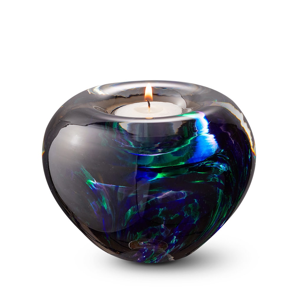 Doorzichtig Werkwijze nachtmerrie Glazen waxinelichthouder paars-groen-blauw-A12TPGB - Memento aan jou
